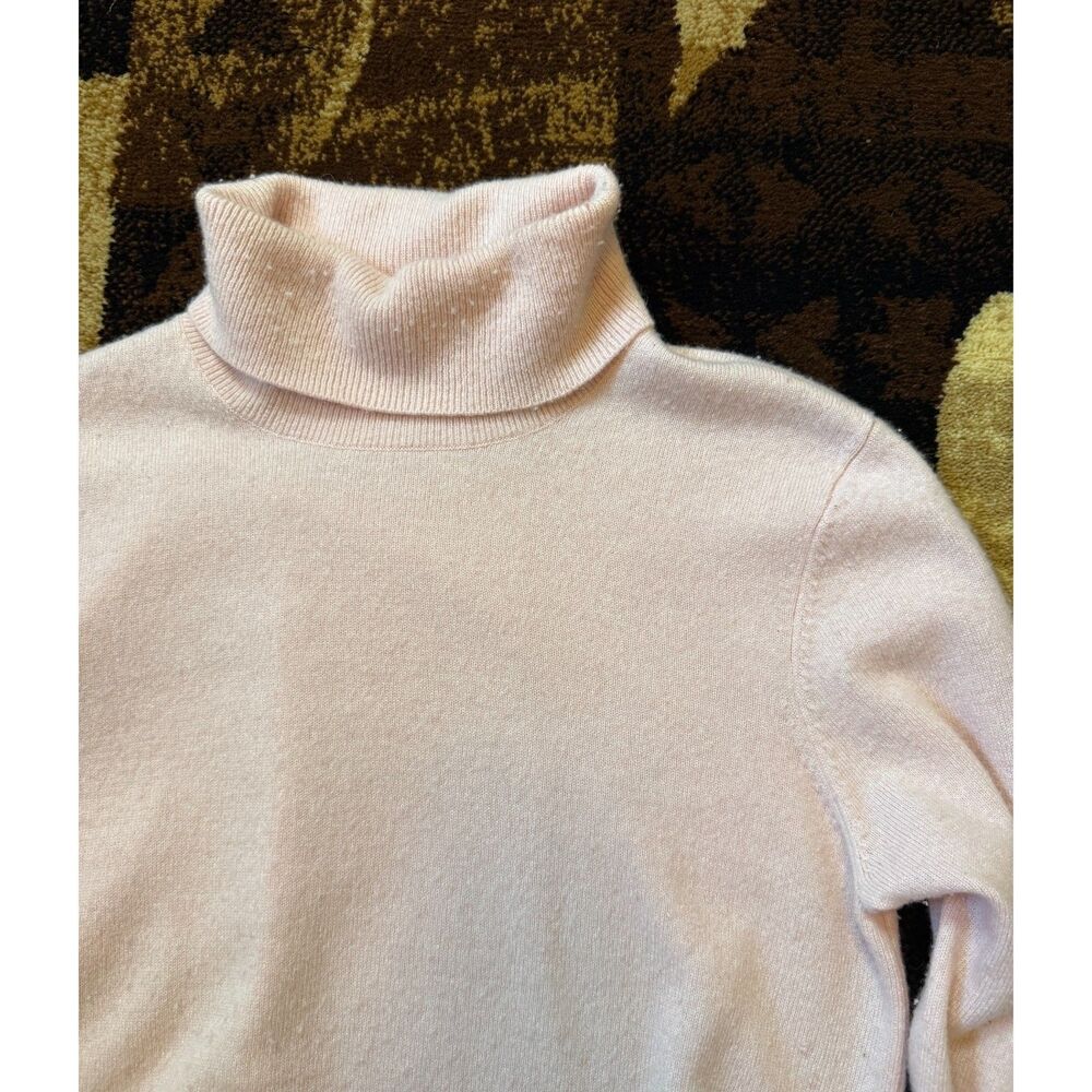 Orvis 100% Cashmere Baby Pink Turtleneck Sweater Women's Soft Cozy Luxury